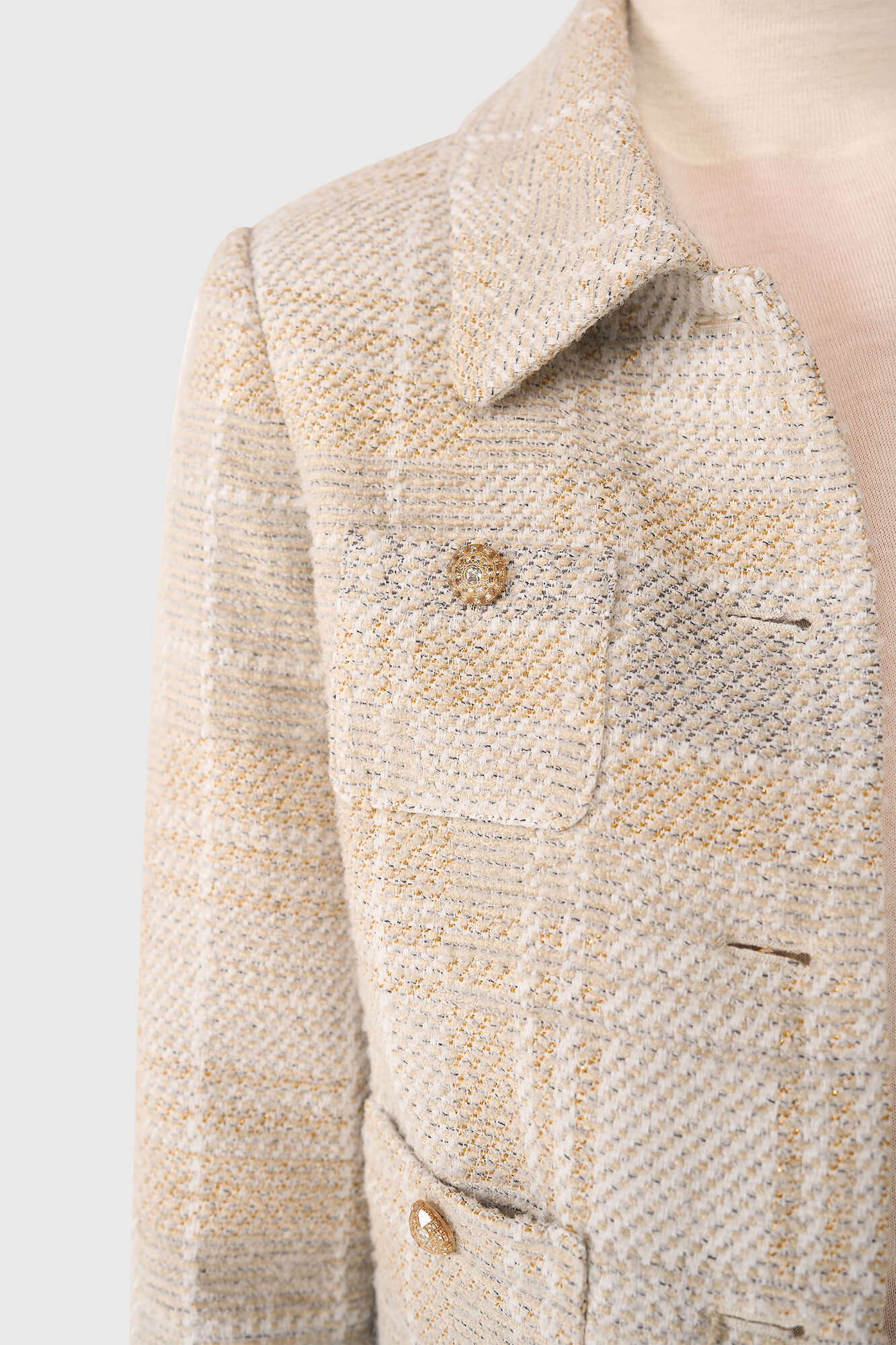 Janice grijs tweed lurex jas tatum
