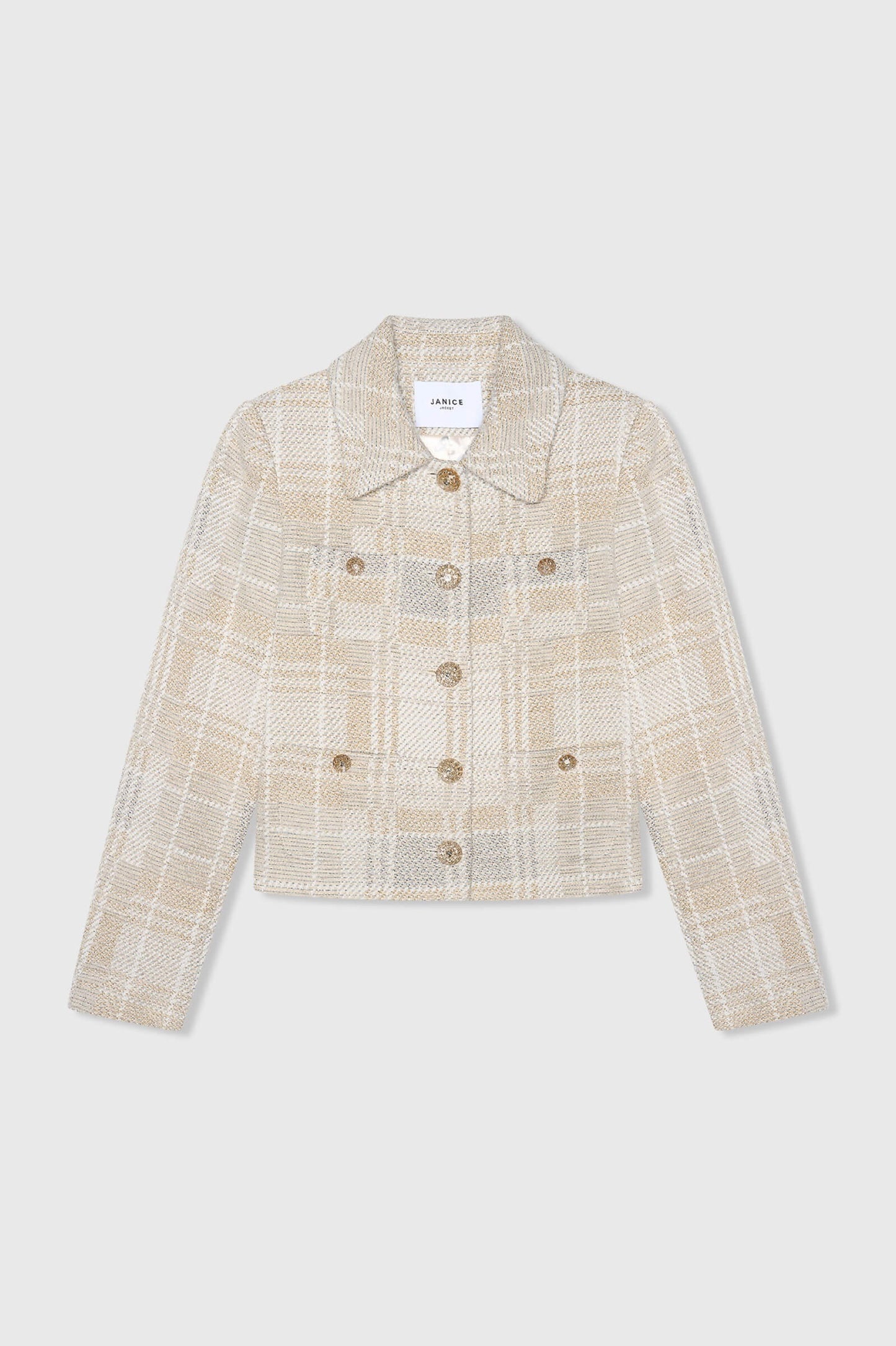 Janice grijs tweed lurex jas tatum