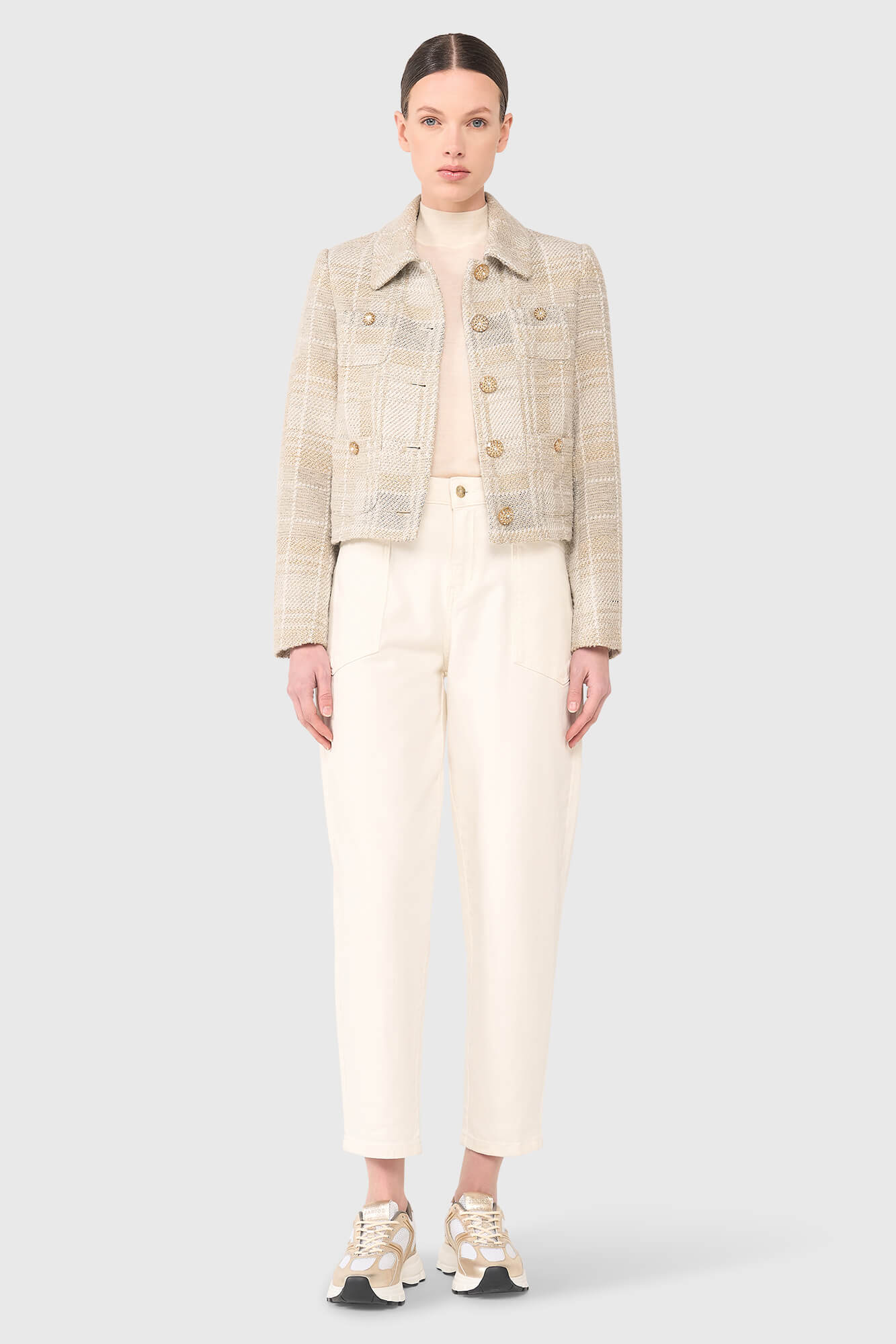 Janice grijs tweed lurex jas tatum