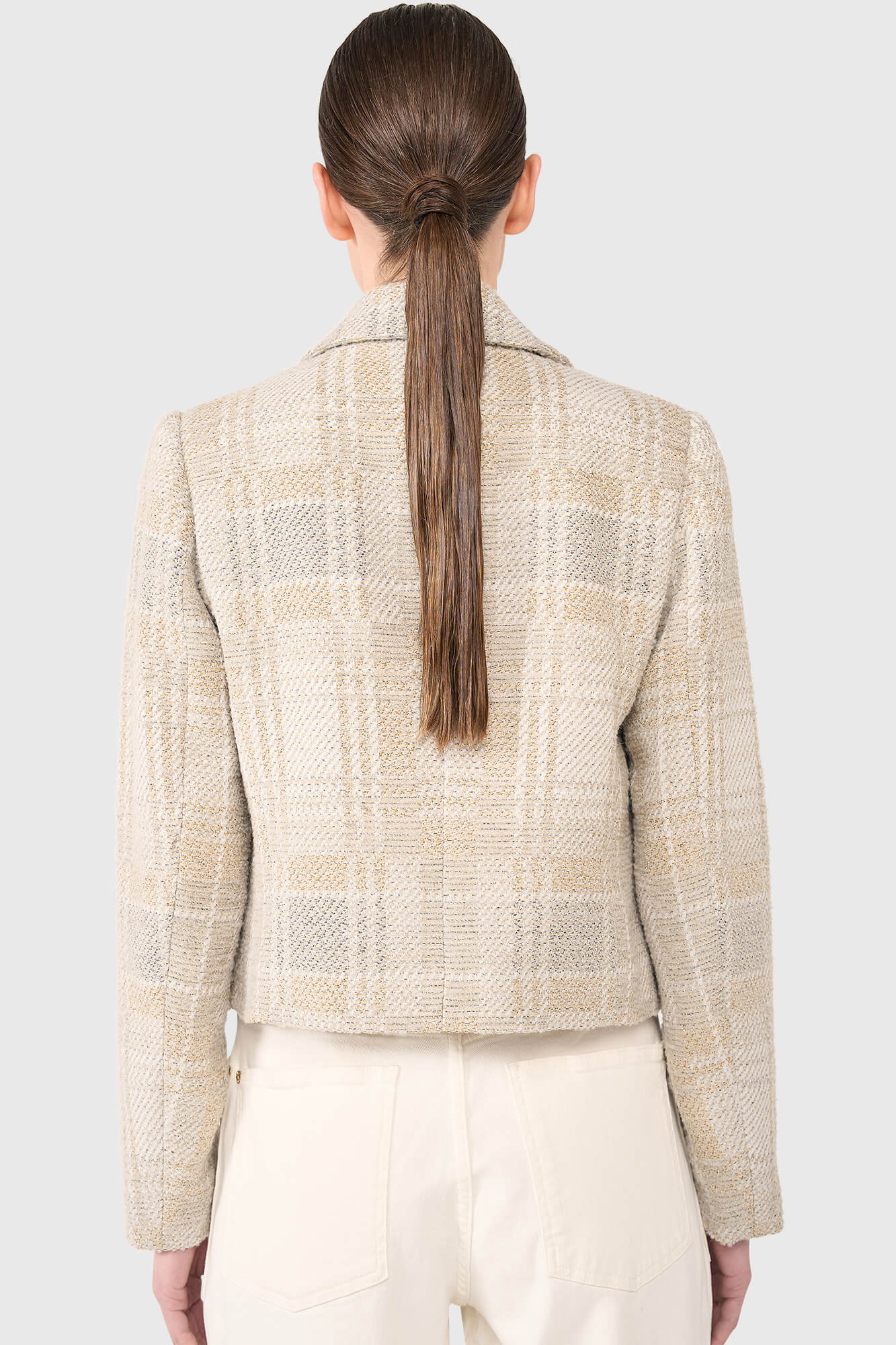 Janice grijs tweed lurex jas tatum