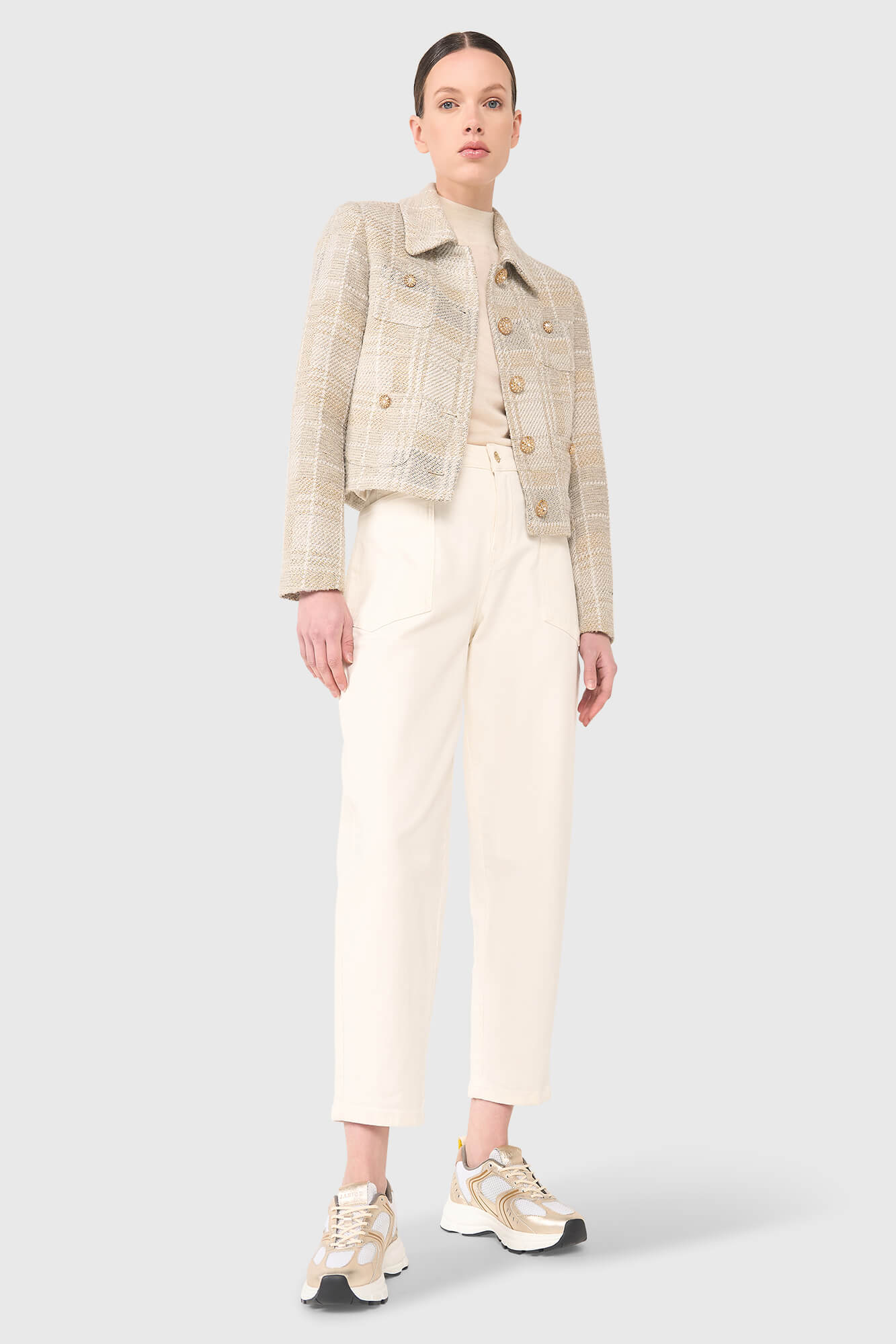 Janice grijs tweed lurex jas tatum