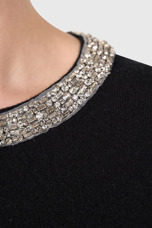 Janice vest moon zwart steentjes