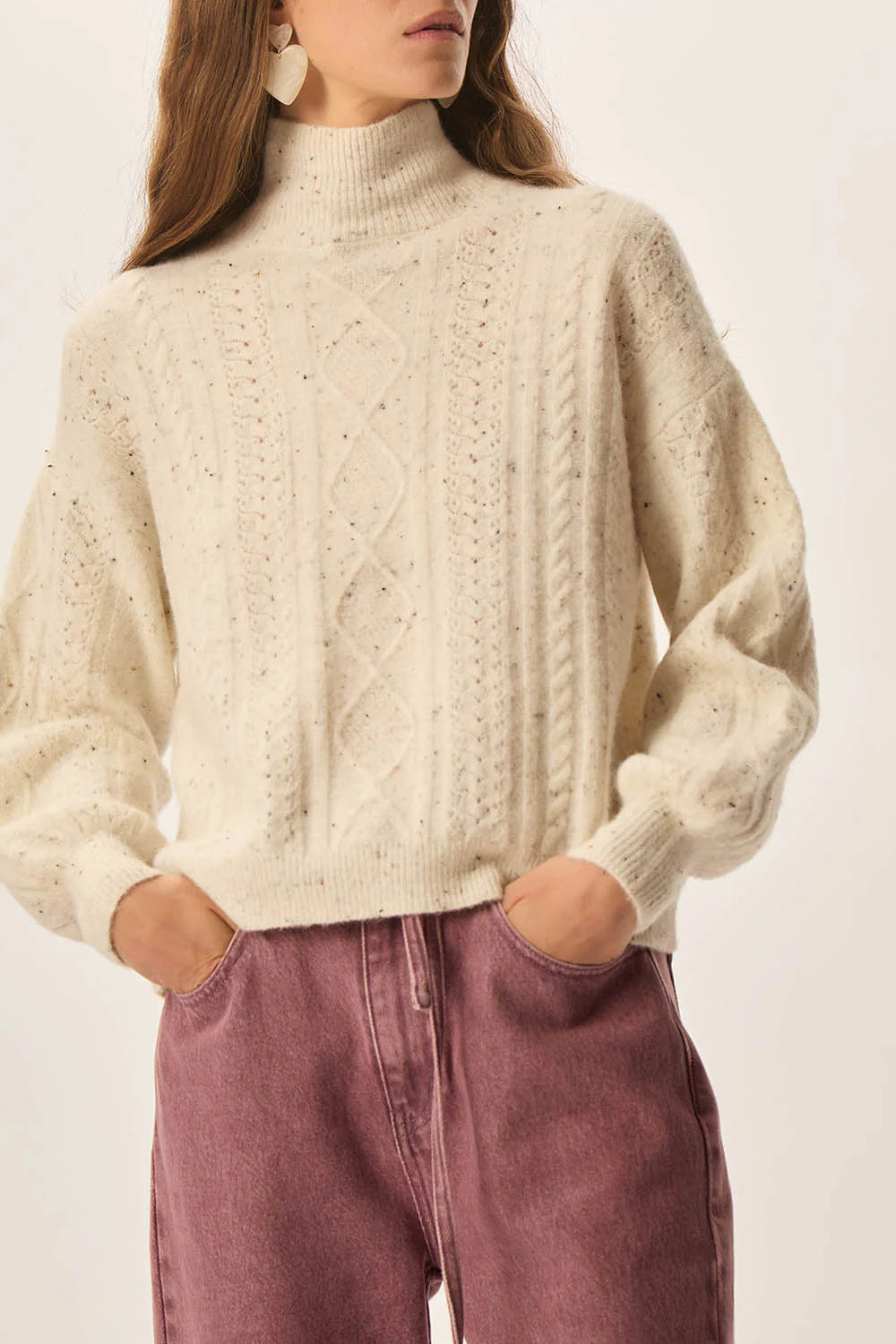 Des petits hauts trui dino creme tweed