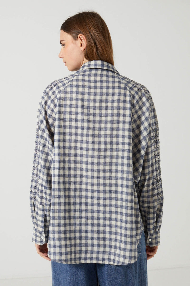 Charlie Joe lisou blouse blauw check