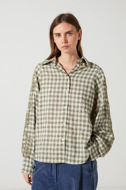 Charlie Joe Lisou Blouse groen check