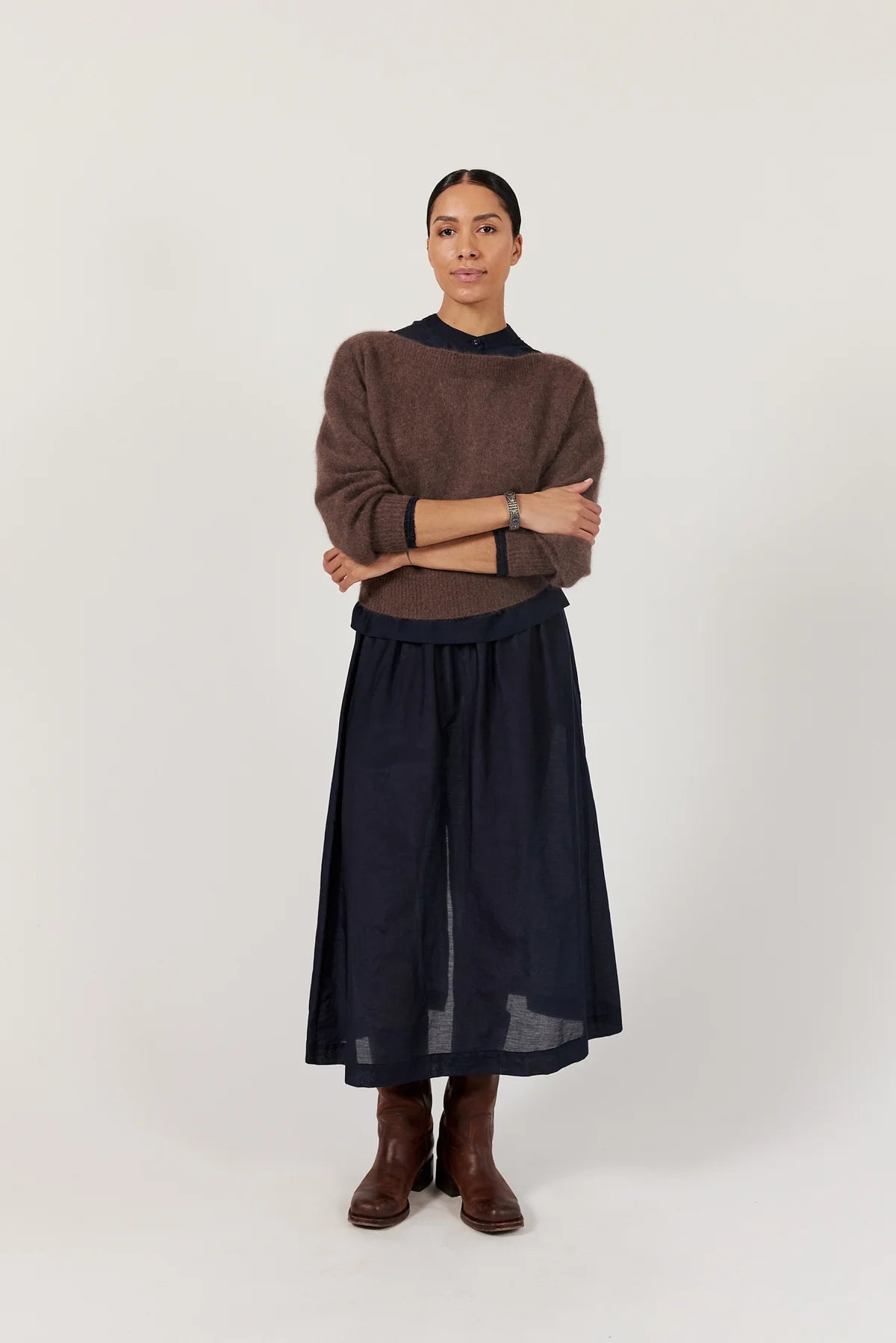 Six ames malou sweater chocolate melange