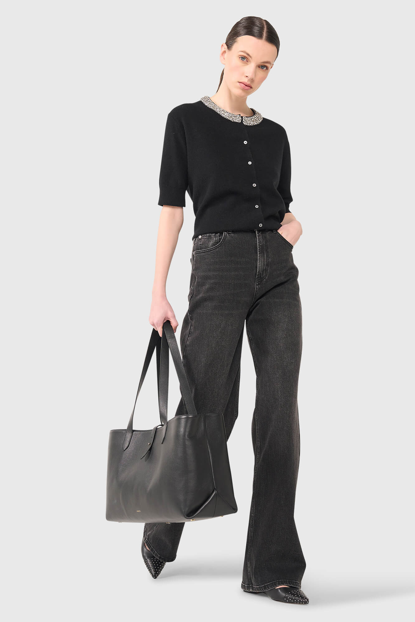 Janice vest moon zwart steentjes