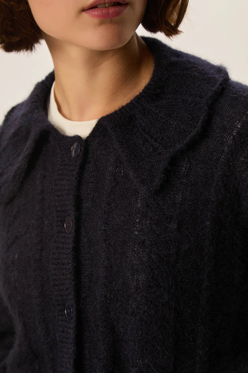 Des petits hauts vest capucine marine blauw
