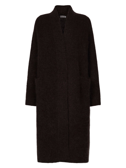 Nomansland cardigan long chocolade bruin